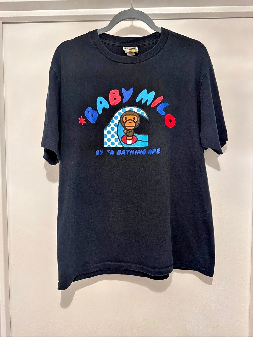 A Bathing Ape Baby Milo Surfing T-Shirt Black & Blue Large